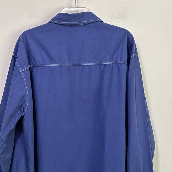 Fresh Produce Jacket Plus 1X Cotton Blue Lightweight Button Front Pockets Chore - Picture 9 of 12